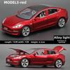 1:32 Tesla Model 3 Alloy Toy Car with Light & Sound Effects, Pull-Back Action.
