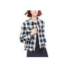 Uniqlo Клетчатая однобортная куртка с лацканами и длинным рукавом, повседневная, женская, синяя 429047-68