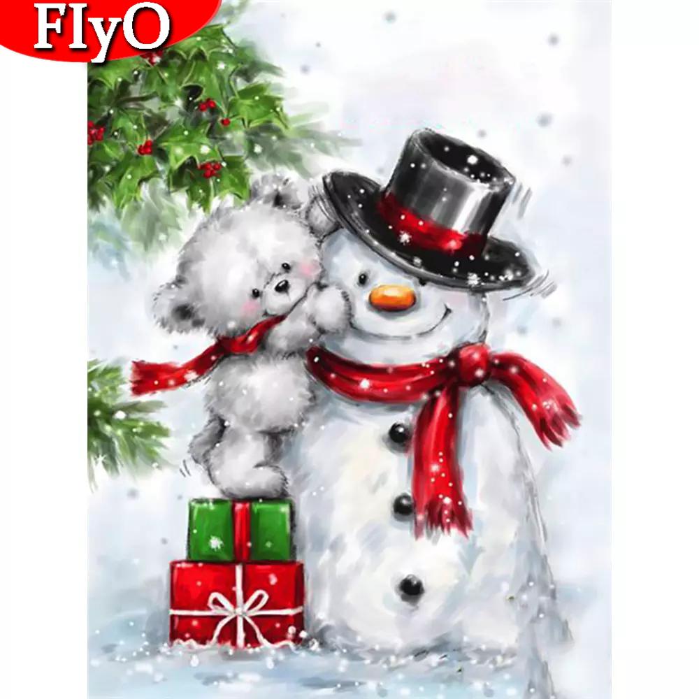 Алмазная вышивка Рождественский снеговик Медведь полностью квадратные стразы для алмазной живописи пейзаж вышивка крестом домашний декор