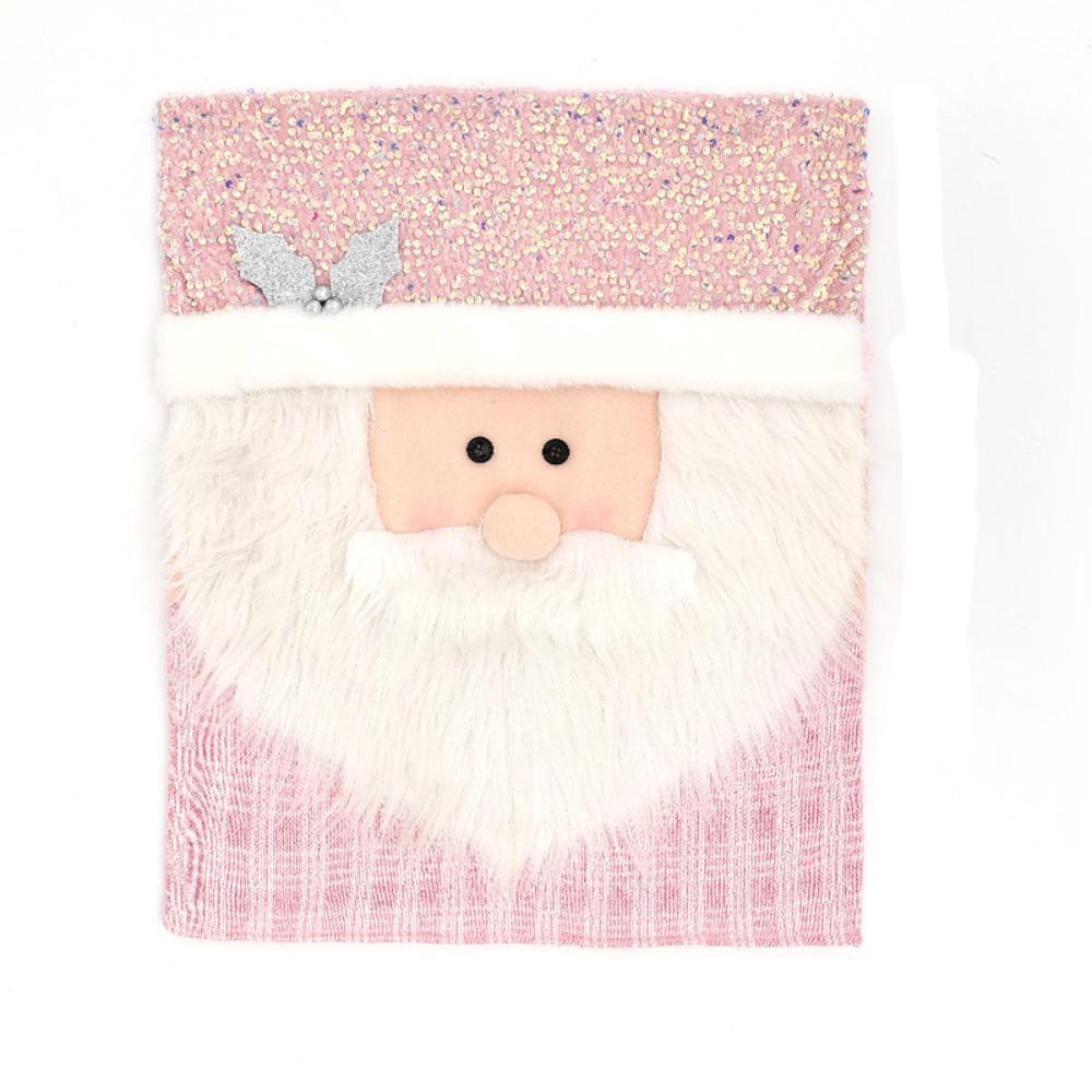 Reusable Snowman Christmas Chair Cover Elk Soft Xmas Dinner Chair Seat Cover Removable Pink Festival Table Decor Home Decoration
