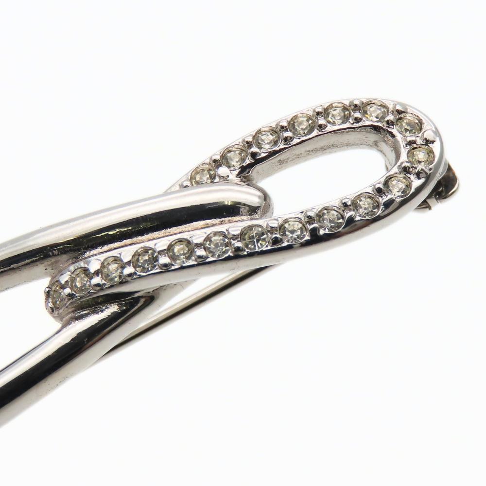 Used NINA RICCI Brooch Metal 8.6g Silver Rhinestone