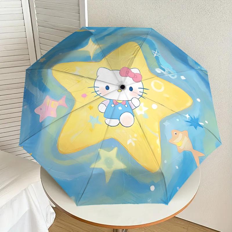 1pc Hello Kitty, Starfish Automatic Open/Close Umbrella, Lightweight Design for Everyone,Durable Canopy yy251014082