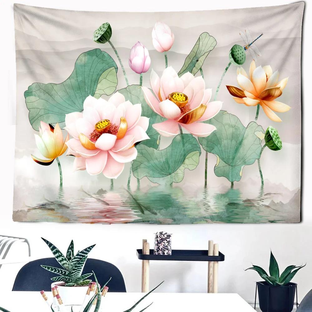 Узор Lotus Koi Модный домашний декор Гобелен Гостиная Спальня Гобелен