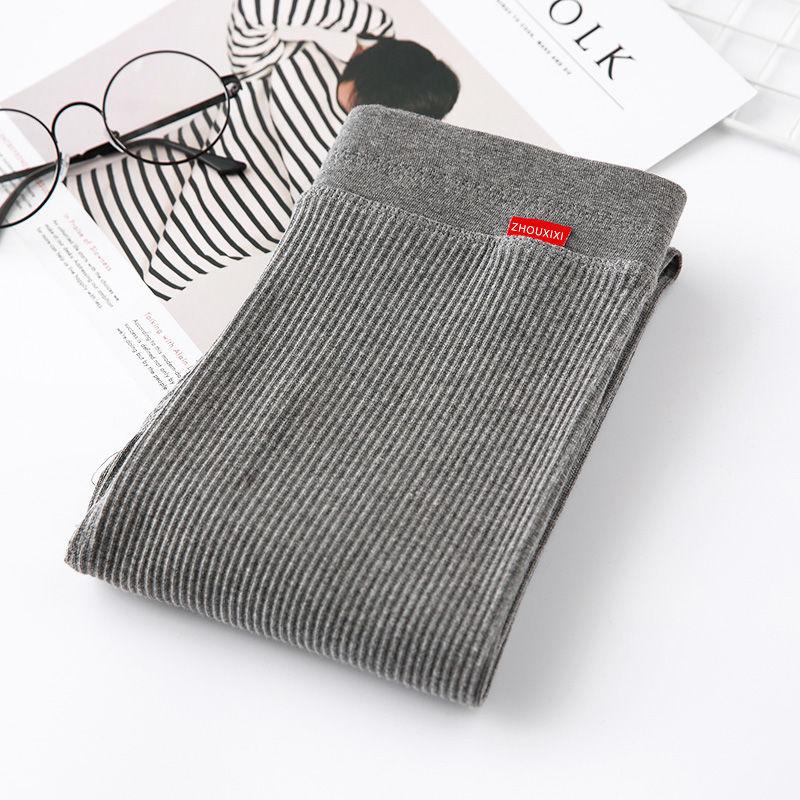 Теплые леггинсы с высокой талией, хлопковые осенне-зимние тонкие вязаные повседневные леггинсы, женские однотонные эластичные брюки