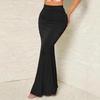 Fishtail Skirt High Waist Ruched Women Skirt Solid Color Design Slimming Effect Long Skirt Commuting Streetwear