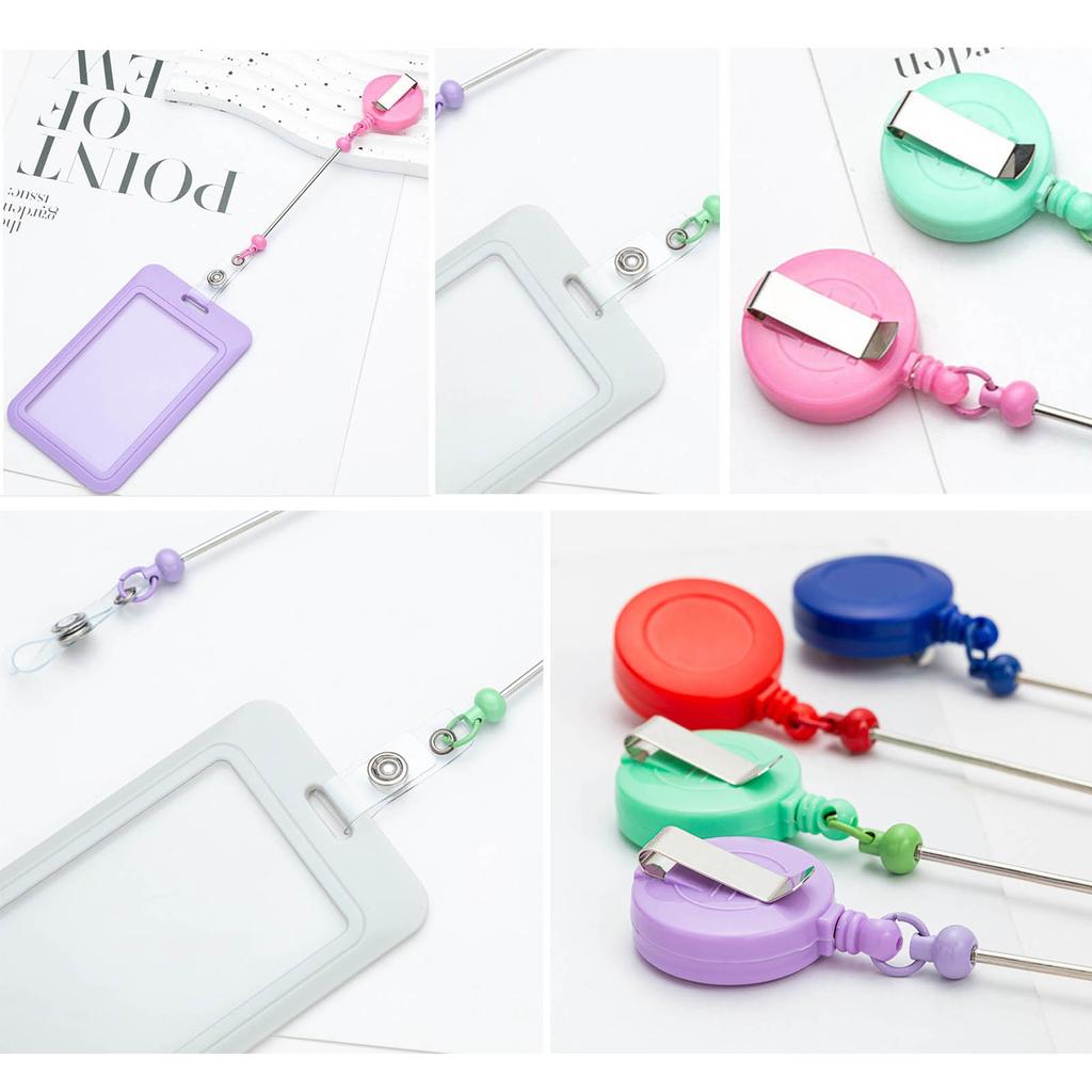 10pcsExpandable Beaded Keychain Metal Easy To Pull Buckle DIY Keyring Personalized Key Chain Adjustable Length Keyrings