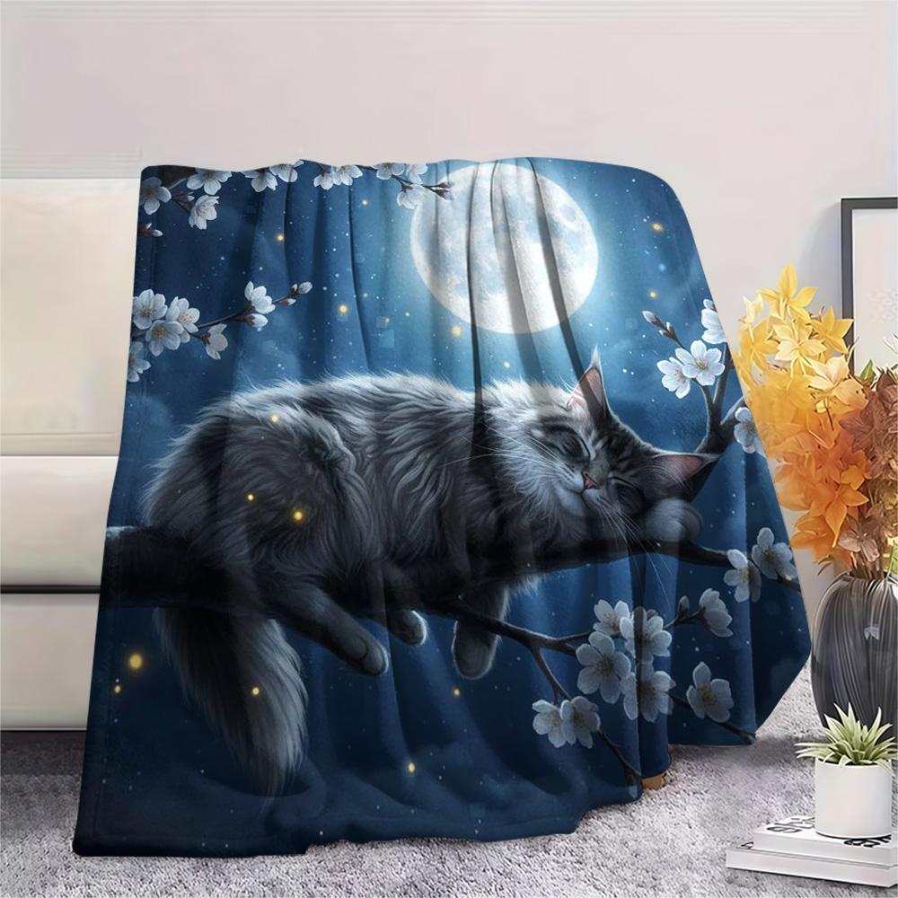 1PC Sleeping animals Print Flannel Blanket, High quality Comfortable for All Seasons, Home Decor, Warmth and Comfort