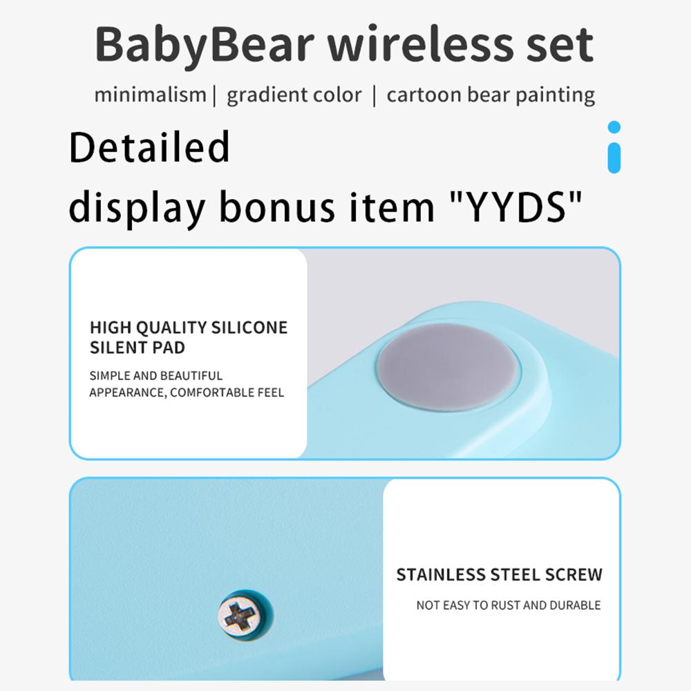 Mofii Wireless Keyboard and Mouse Set BabyBear 2.4G USB Ergonomic Silent Compatible Windows