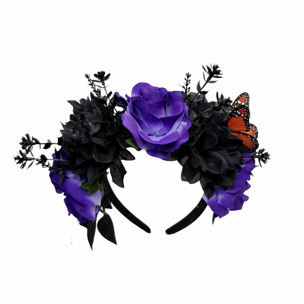 Gothic Artificial Flower Headband Realistic Costume Floral Head Wear Halloween Party
