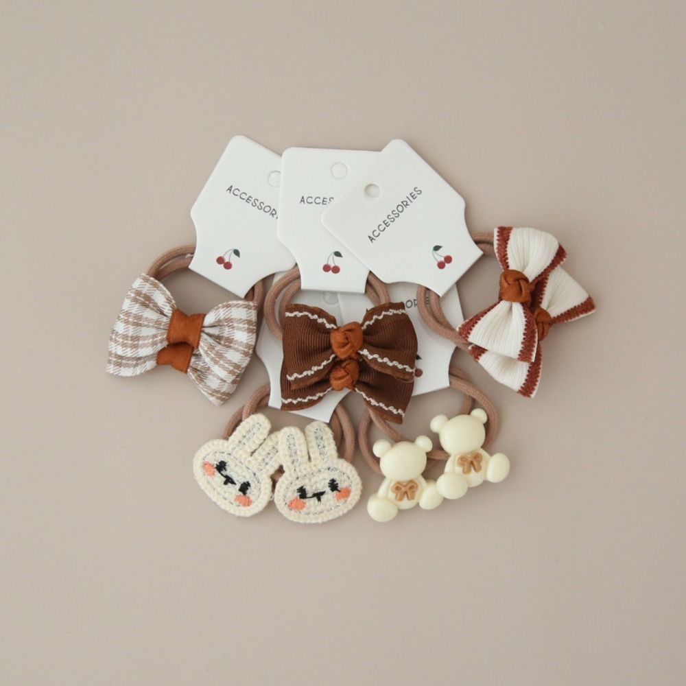 10Pcs Cute Elastic Rubber Band Kids Girls Bows Flower Headdress Scrunchies Hair Ties Bowknot