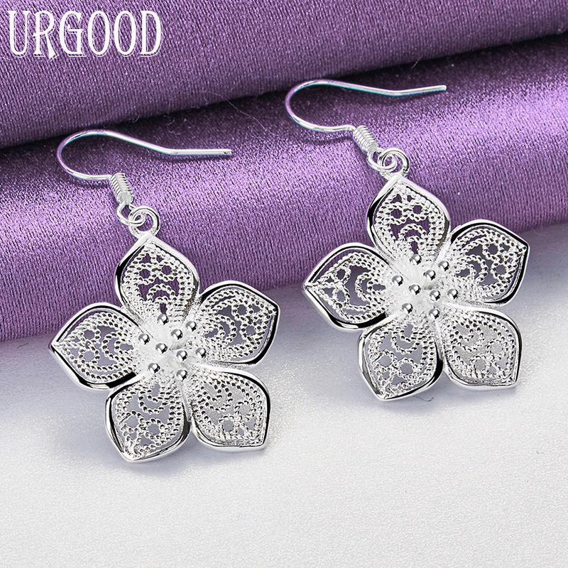 Ювелирные изделия из стерлингового серебра 925 пробы с цветочными звездами и серьгами-каплями