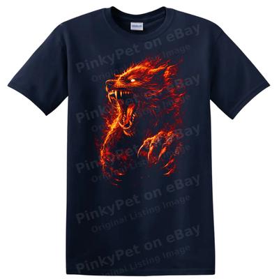 Fire Wolf Graphic T Shirt Wild Animal Design for Nature Lovers Tee