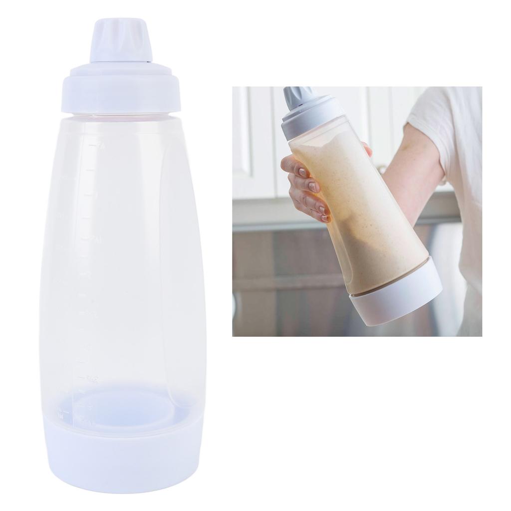 Бутылка-дозатор для теста для блинов с шариком для смешивания, венчиком и функцией сжатия, кухонный шейкер для выпечки, 1000 мл