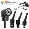 Right Angle Drill Attachment Impact Grade Power Hand Tool Driver Rotatable Socket Adapter Extension Set Screwdriver Holder Nut