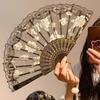 Chinese Folding Fans Lace Hand Fan Lace Folding Fan With Tassel Wedding Cosplay Party Home Decorative Fan Photo Props