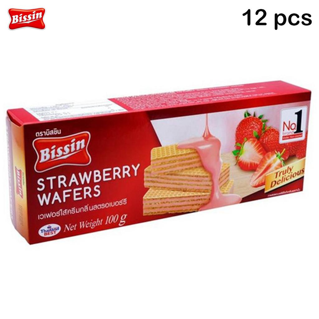 Bissin Strawberry Wafers 100 G X 1 Pc /3 Pcs / 6 Pcs / 12 Pcs - Thai Snack