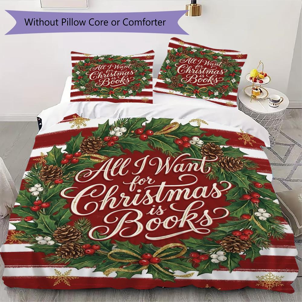 Gingerbread Treat Pattern Bedding uilt Set uilt Cover Pillowcase Home Decoration Birthday Gift (1 * duvet cover + 2 * pillowcase without core)_XIA