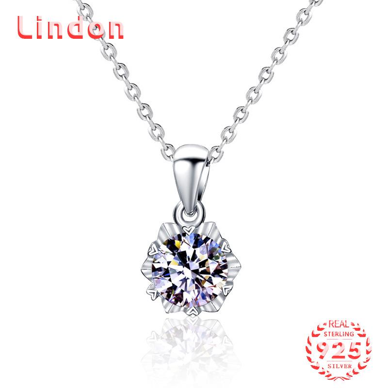 Lindon S925 из стерлингового серебра с муассанитом, роскошное индивидуальное ожерелье с подвеской, женское классическое ожерелье Tide Sugar, полное дикой цепочки на ключицы