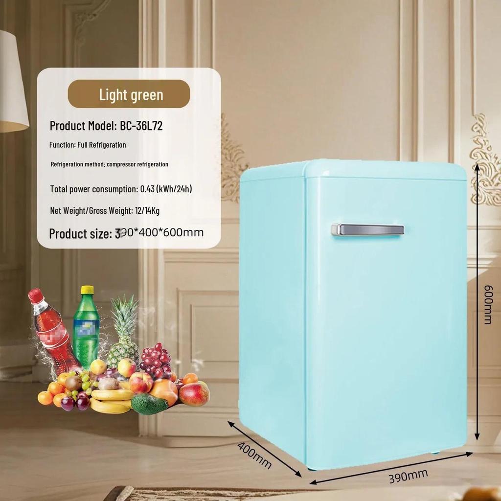 Zhigao Retro Double Door Refrigerator, Large Capacity, Energy Efficient for Home and Dorm Use