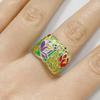 Кольцо в национальном стиле, цветная эмаль, ретро, инкрустация бриллиантами, универсальное, для мужчин и женщин, персонализированное, контрастный цвет