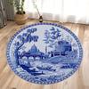 Винтажный сине-белый фарфоровый деревенский круглый ковер гостиная богемная спальня декор моющийся противоскользящий коврик