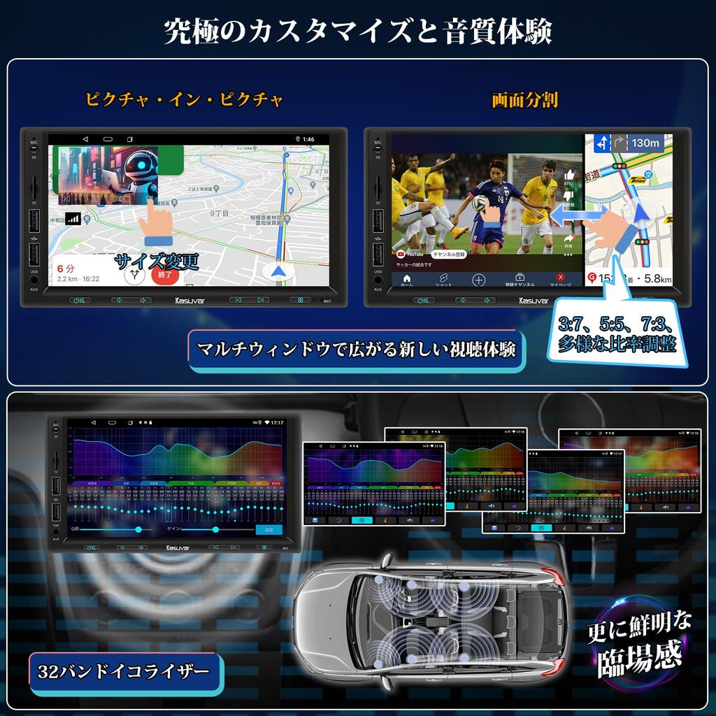 KASUVAR 7-дюймовый автомобильный аудио, 2din, 8-ядерный процессор, Android 10, Автомобильная навигация, 2 ГБ