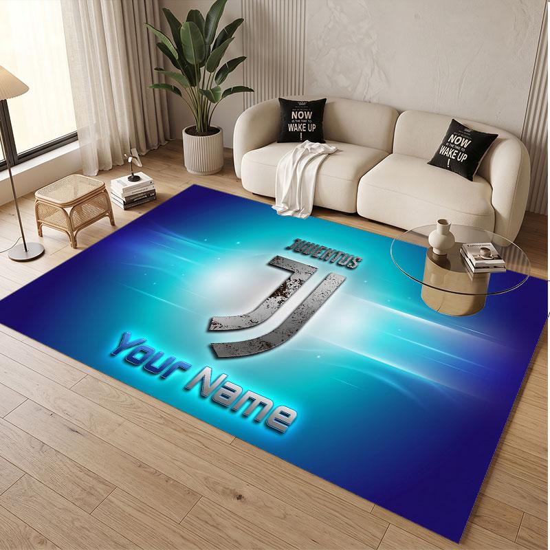 Custom Rug Juventus FC Pattern Print Name Text Soft Non‑Slip Floor Carpet for Home Indoor Decoration