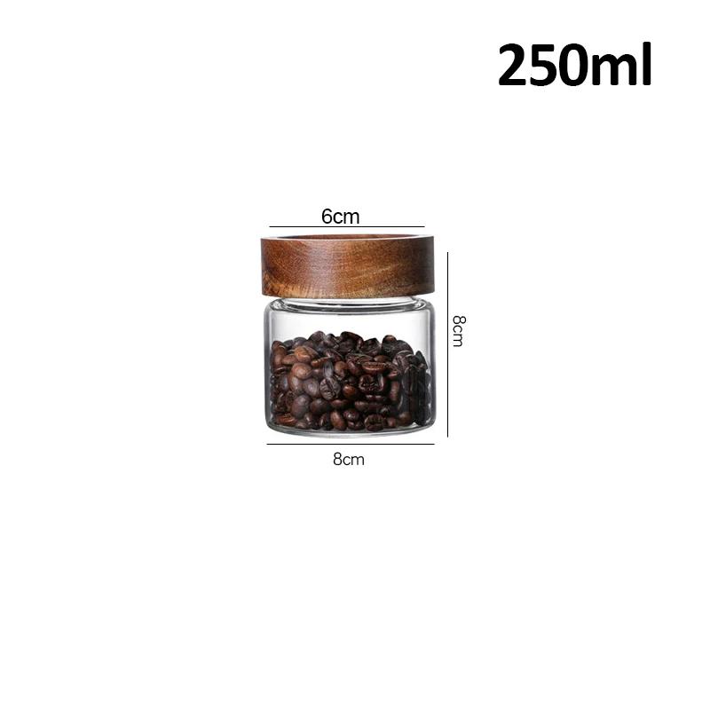 Деревянная крышка Стеклянная герметичная банка для хранения на кухне Бутылки Банки Контейнеры для еды Зерна Чай Кофе Зерна Контейнеры для конфет