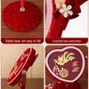 Luxury Red Embroidered Wedding Mirror Pair for Bride's Dressing Table