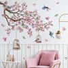 Pink Peach Blossom Bird Wall Stickers Pvc Self-Adhesive Bedroom Living Room Art Deco Decal Wallpaper Diy Home Decoration