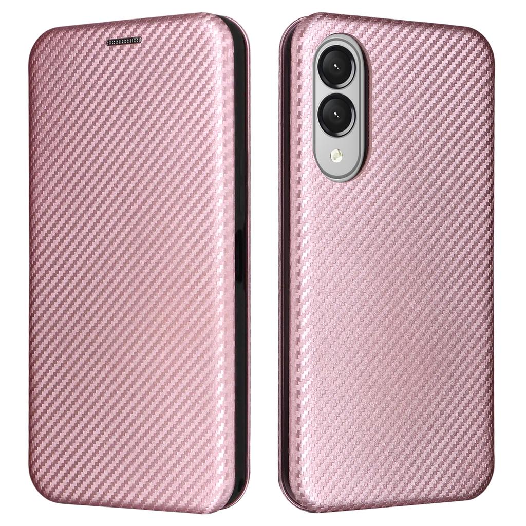 For Samsung Galaxy S25 Edge Case Carbon Fiber Texture Drop-Proof PU Leather Phone Cover