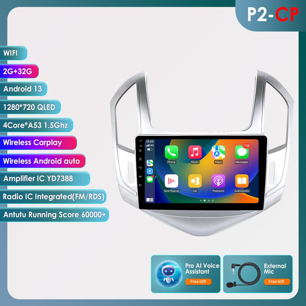 Hizpo 4G-LTE 9-дюймовый Android 12 Автомобильный радиоприемник для Chevrolet Cruze J300 J308 2012-2015 Мультимедийный плеер GPS 2Din Carplay Авто Стерео Bluetooth SWC Головное устройство