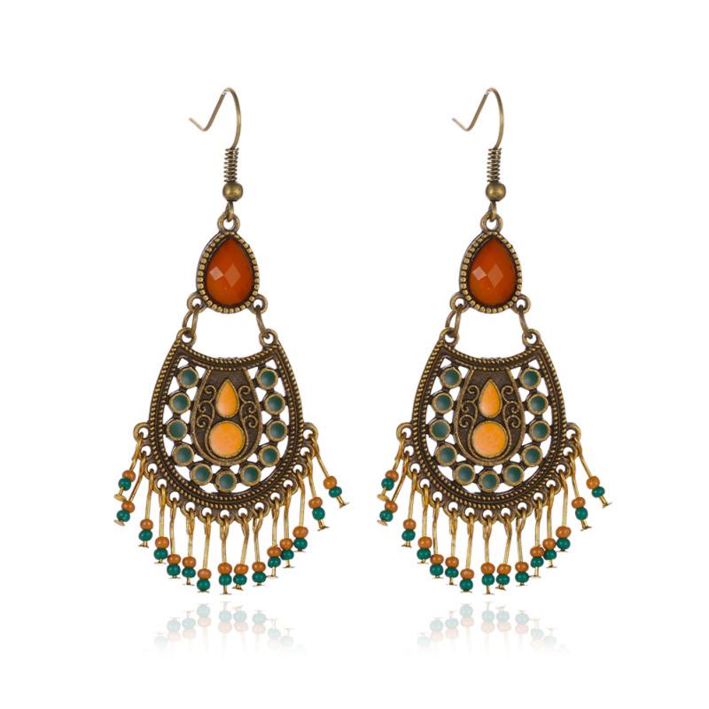 RUI RUI YU женские винтажные серьги в этническом стиле красочные резные бусины с кисточками полые кулоны ювелирные украшения