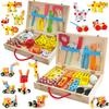 Jecimco Wooden Carpenter Educational Toy for DIY Assembly Toy Set for Boys and Pretend Carpenter Pretend Play Toy, 2-in-1 Kids, Girls, Tools, Play,