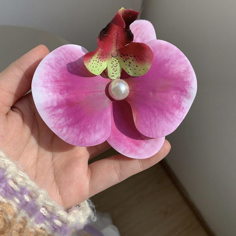 Заколка для волос орхидея 8,5 см для женщин, искусственные цветочные шпильки, милая свадебная вечеринка