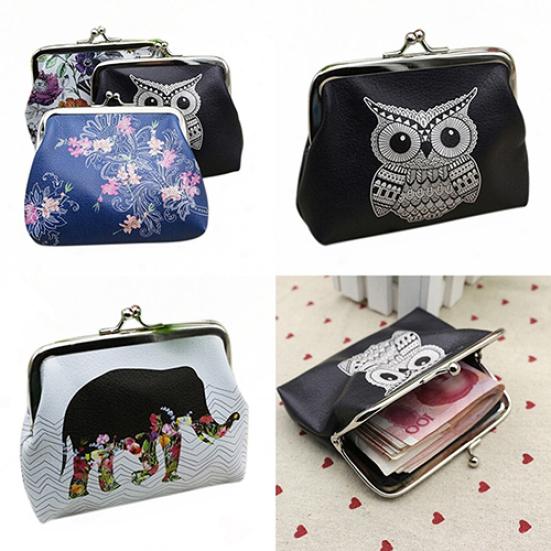 Женский мини-кошелек с птицами и цветами, чехол для монет, клатч, кошелек