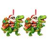 Santa Riding Dinosaur Ornament Funny Santa Claus Acrylic Hanging Decoration Novelty Dino Christmas Tree Ornament for Kids Boys Men