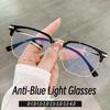 New Men'S Ultra-Light Pure Titanium Myopia Glasses Anti-Blue Light Near Sight Eyeglasses Vintage Half Frame Short Sight Eyewear