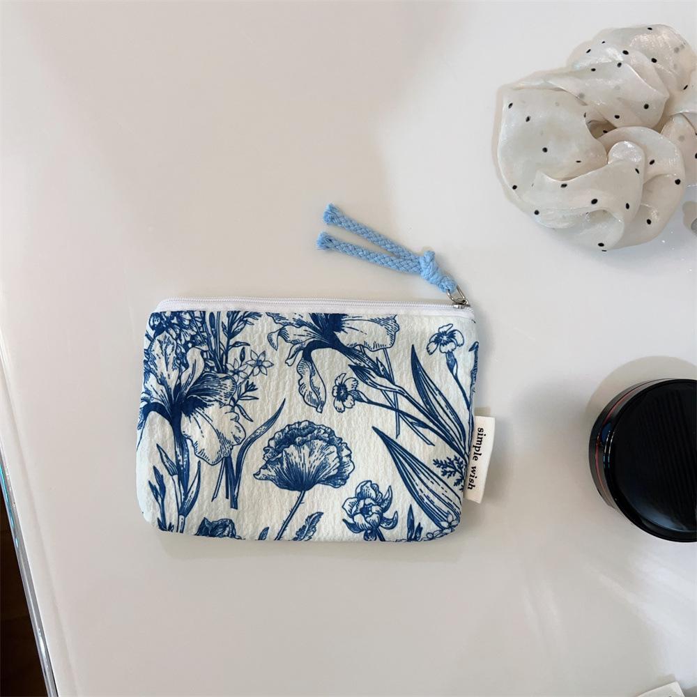 Mini Cotton Floral Organizer Bags for Women Bag Small Fabric Cosmetic Make Up Bag Little Purse Coin Pouch Children Cosmetic Case