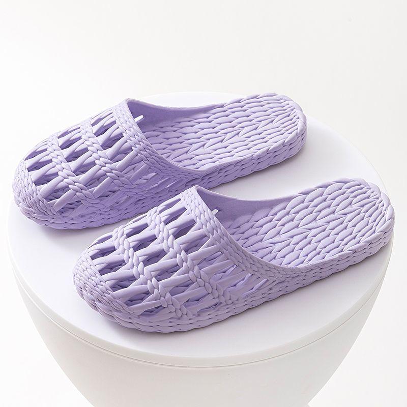 Простые однотонные домашние пластиковые туфли для женщин, дышащие прохладные тапочки на лето