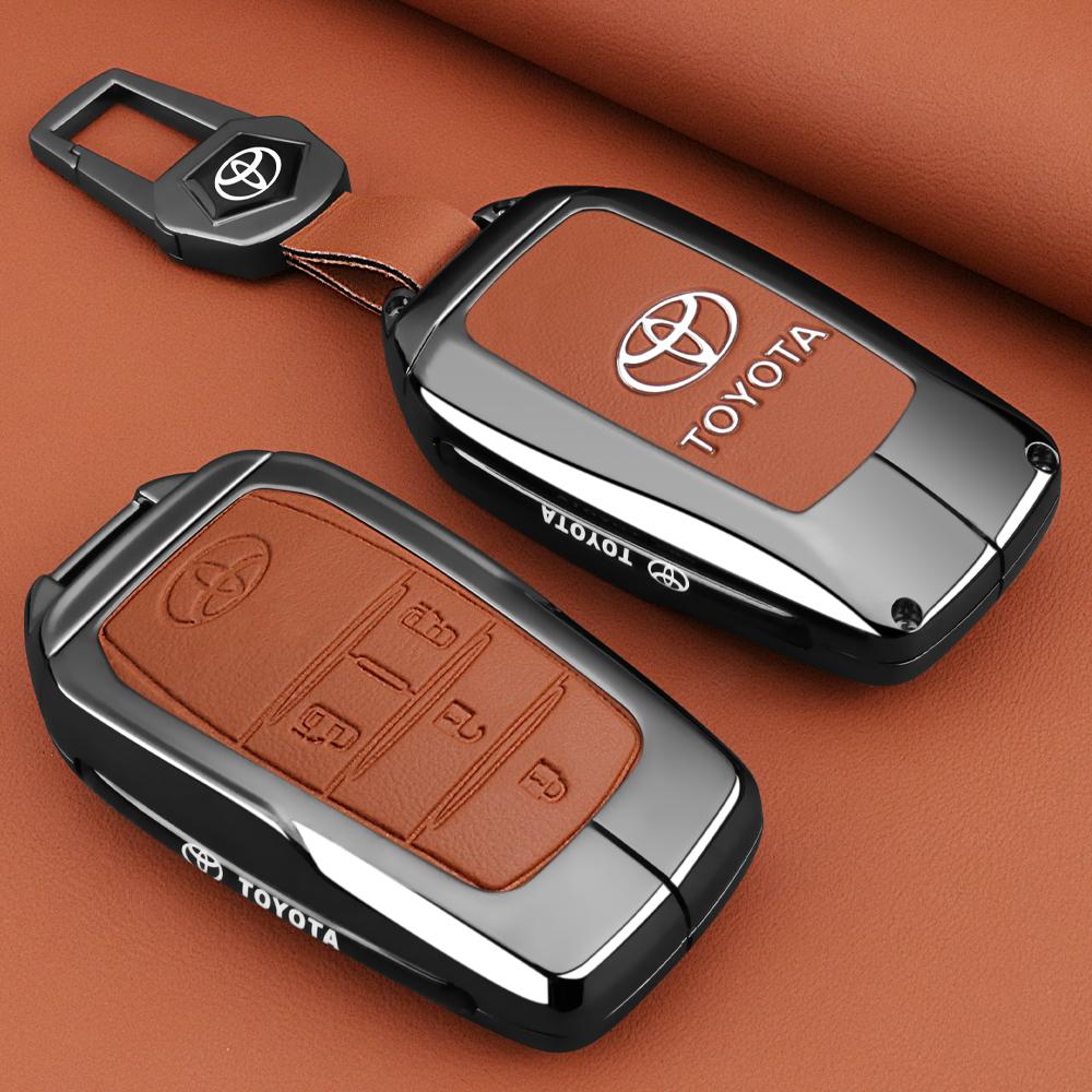 Leather Car Key Fob Case Cover Shell for Toyota Tacoma JK32 Fortuner Corolla Venza Grand Highlander RAV4 XSE Prime Land Cruiser Hilux