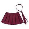 Women Plaid Pleated Mini Skirt with Attached Necktie School Uniform Style Zipper Closure Fancy Dress Costume