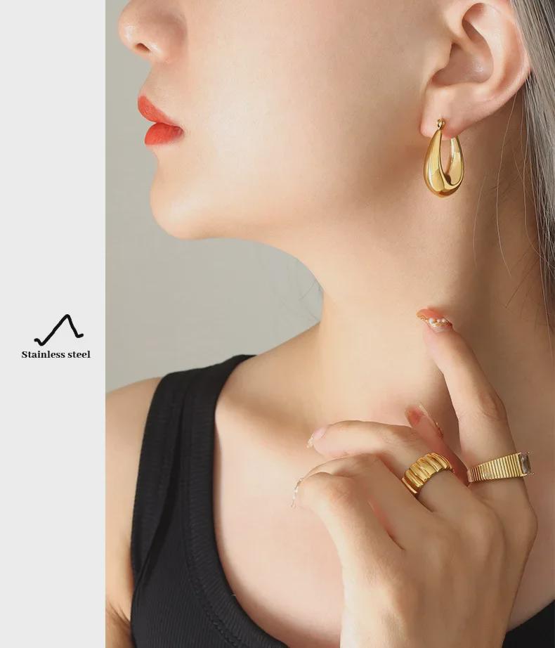 Модные позолоченные U-образные титановые серьги: Европейский и американский стиль, не выцветает, модный и персонализированный.