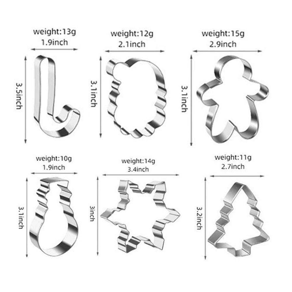 Christmas Cookie Mould Stainless Steel Cookie Stamp Press 6 Pieces Cookie Cutters Kit Christmas Cookie Cutters Embossing Cookie