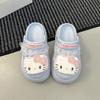 2025 Spring and Summer Bow Kitten Thick-soled Heightening Hole Shoes Women's Wear Non-slip Soft-soled Cool Slippers Tide