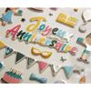 Reusable Stickers - 3D Relief - Birthday Party- Gilding
