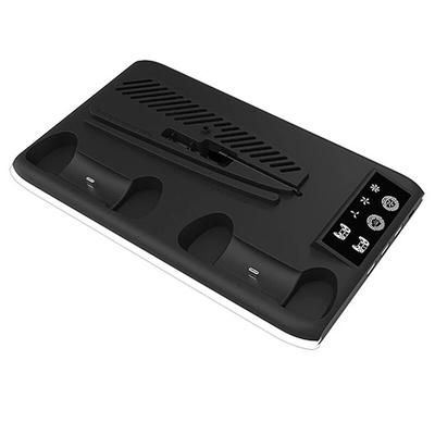 PS5/PS5 Slim Подставка с вентилятором охлаждения и RGB-подсветкой Док-станция для зарядки двух контроллеров Держатель для наушников Несколько портов USB Противоскользящие силиконовые накладки