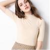 Women's Cashmere Turtleneck Short Sleeve Knitted Pullover Tee Base T Wool Cashmere Sweater