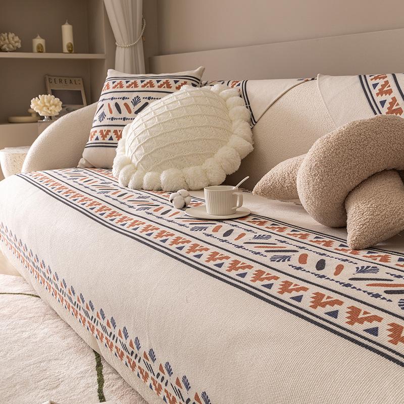 Хлопковая и льняная подушка для дивана Four Seasons, универсальная богемная этническая ткань в стиле Ins, чехол для полотенец на спинку, нескользящий чехол для дивана, полотенце