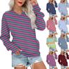 Женская повседневная модная полосатая толстовка с V-образным вырезом и длинным рукавом, легкая толстовка с карманами